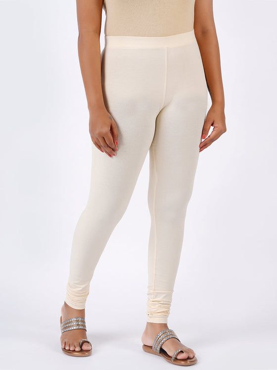 Churidar Fit Spandex Stretchable Leggings Plus Size Cream Natural L20