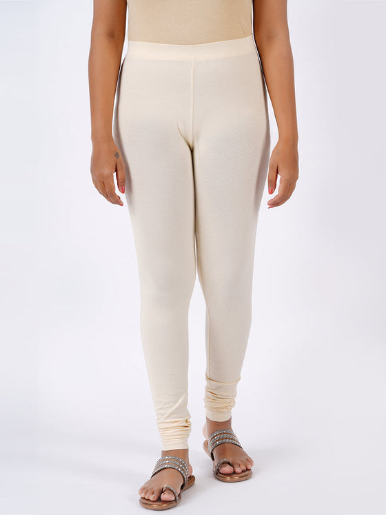 Churidar Fit Spandex Stretchable Leggings Plus Size Cream Natural L20