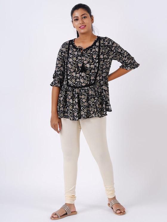 Churidar Fit Spandex Stretchable Leggings Plus Size Cream Natural L20