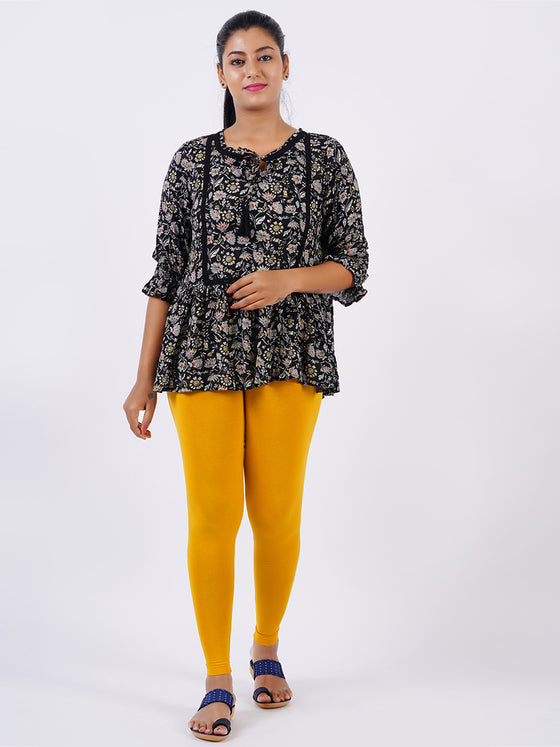 Churidar Fit Spandex Stretchable Leggings Gold L10