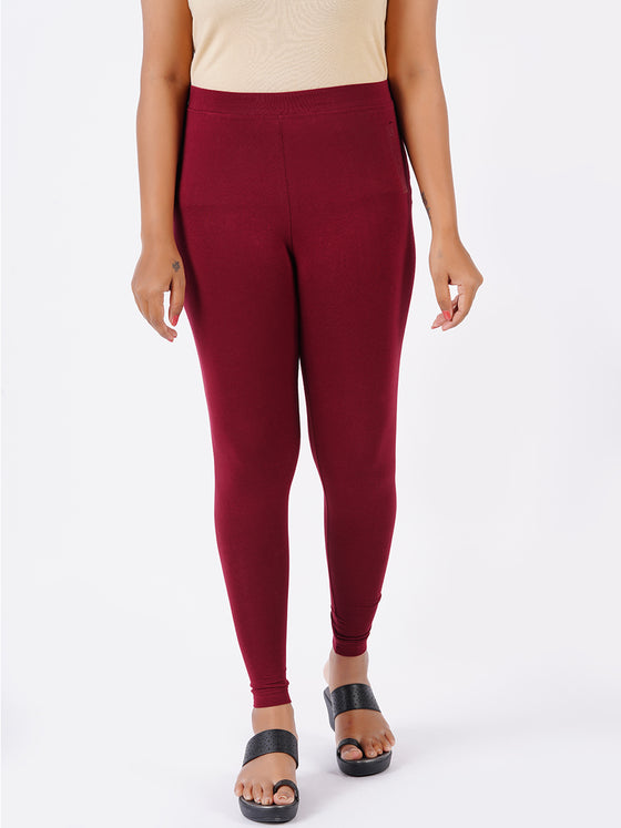Churidar Fit Spandex Stretchable Leggings Maroon L11
