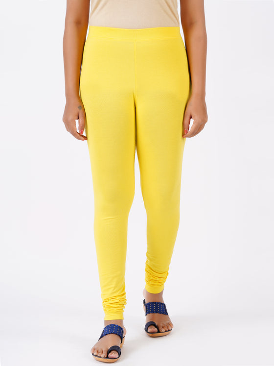 Churidar Fit Spandex Stretchable Leggings Bright Yellow L31