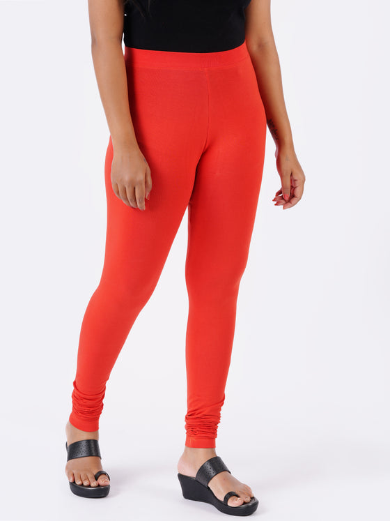 Churidar Fit Spandex Stretchable Leggings Orange L13