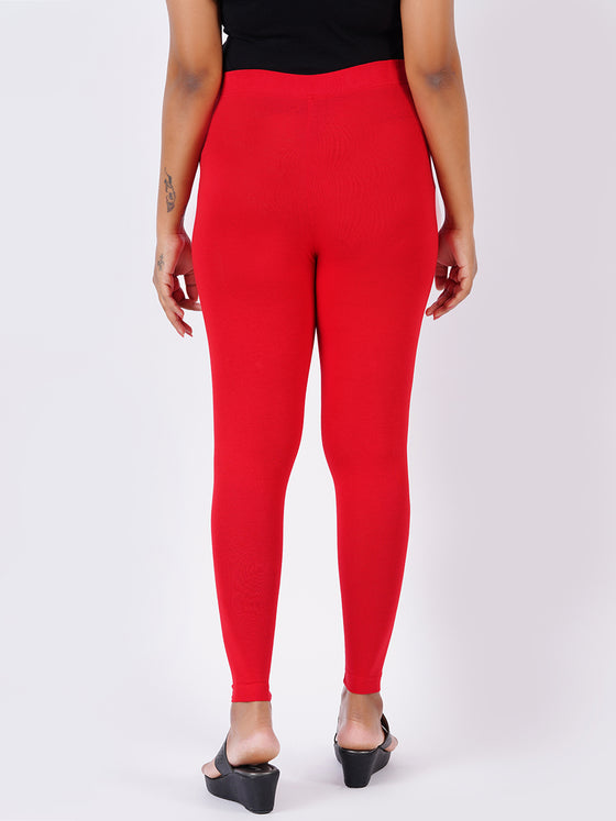 Churidar Fit Spandex Stretchable Leggings Red L09