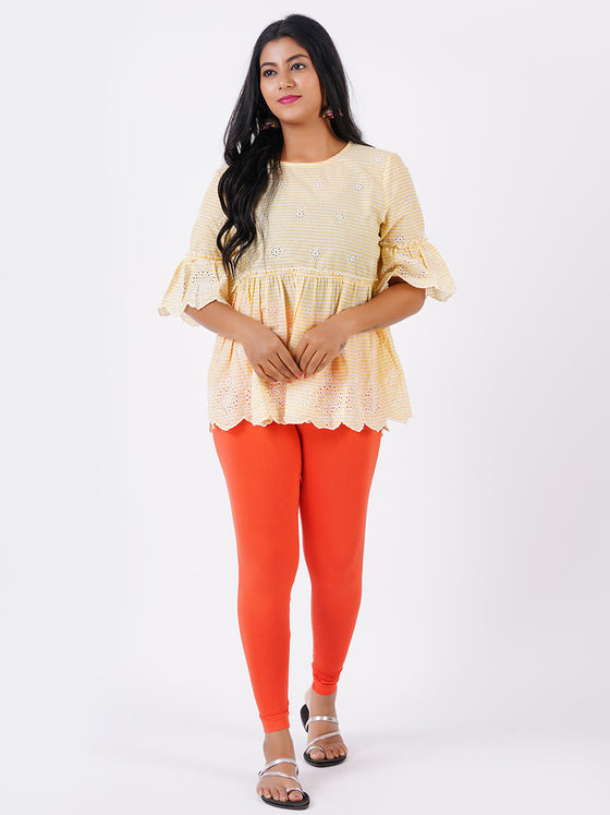 Churidar Fit Spandex Stretchable Leggings Coral L01