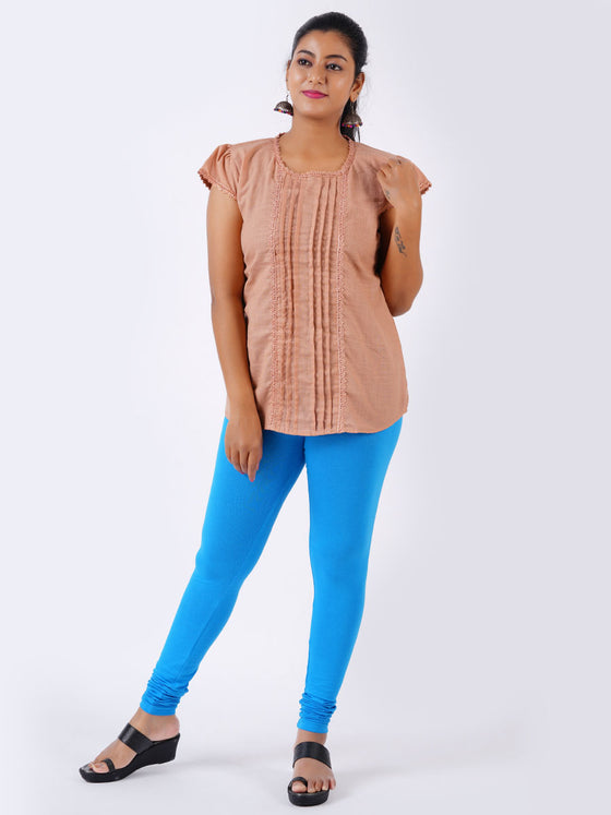 Churidar Fit Spandex Stretchable Leggings T Blue L40