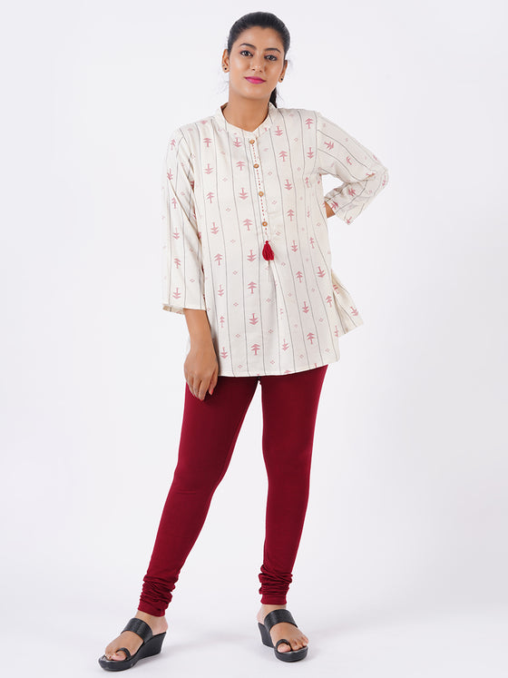 Churidar Fit Spandex Stretchable Leggings Maroon L17