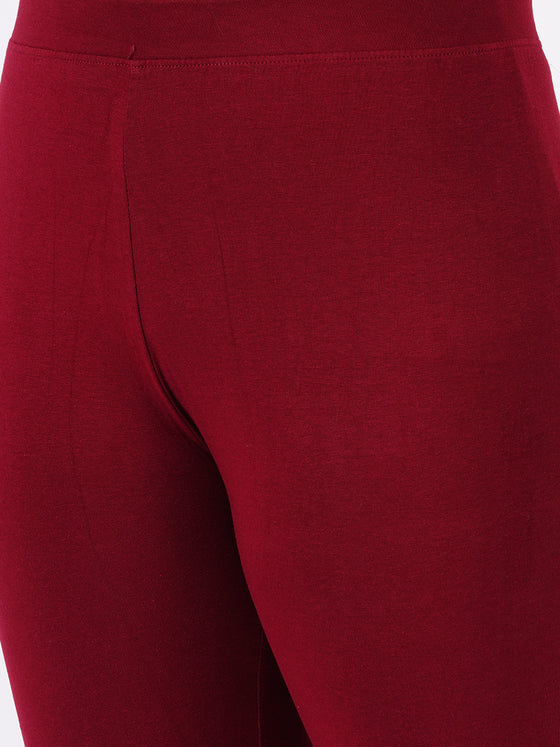 Churidar Fit Spandex Stretchable Leggings Maroon L17