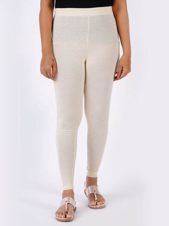 Churidar Fit Spandex Stretchable Leggings Cream Natural L04