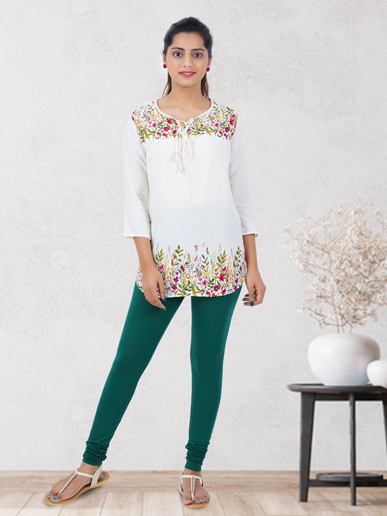 Churidar Fit Spandex Stretchable Leggings Bottle Green