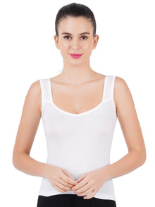  Cotton Feather Knitted Extra Comfort Camisole Gracey White (2Pcs Pack)
