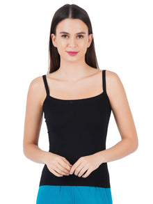  Cotton Stylish Neck Elastic Binding Camisole Cheers Black (2PCs Pack)