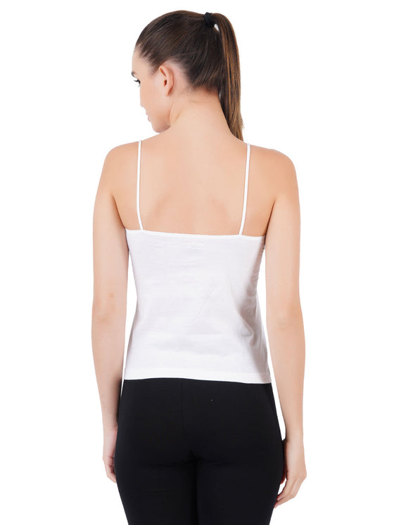Combed Cotton with Elastic Binding Camisole Amoka White (2PCs Pack)