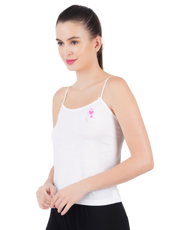 Combed Cotton with Elastic Binding Camisole Amoka White (2PCs Pack)