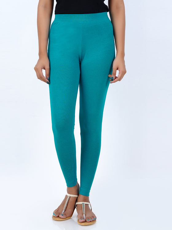 Ankle Fit Spandex Stretchable Leggings Teal Green