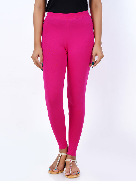 Ankle Fit Spandex Stretchable Leggings M Pink